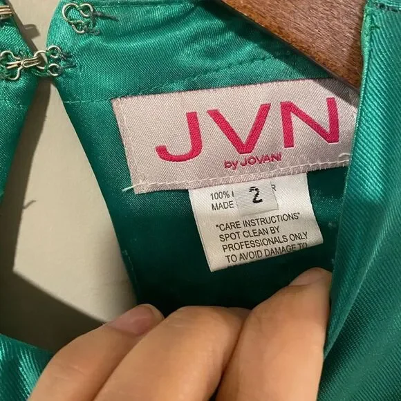 JVN By JOVANI Mini Party Dress Satin Green Size 2 - Picture 3 of 6